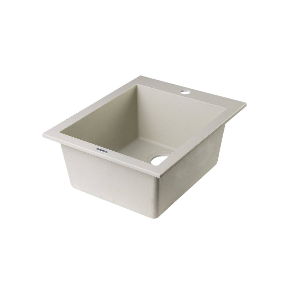 Alt View 4. Alfi - ALFI brand Biscuit 17 Drop-In Rectangular Granite Composite Kitchen Prep Sink - Beige.