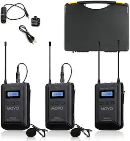 MOVO - WMX-20-DUO 48-Channel UHF Wireless Lavalier Microphone System Compatible with DSLR Cameras