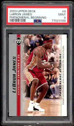 LeBron James Rookie Card 2003 Upper Deck Phenomenal Beginning #8 PSA 9