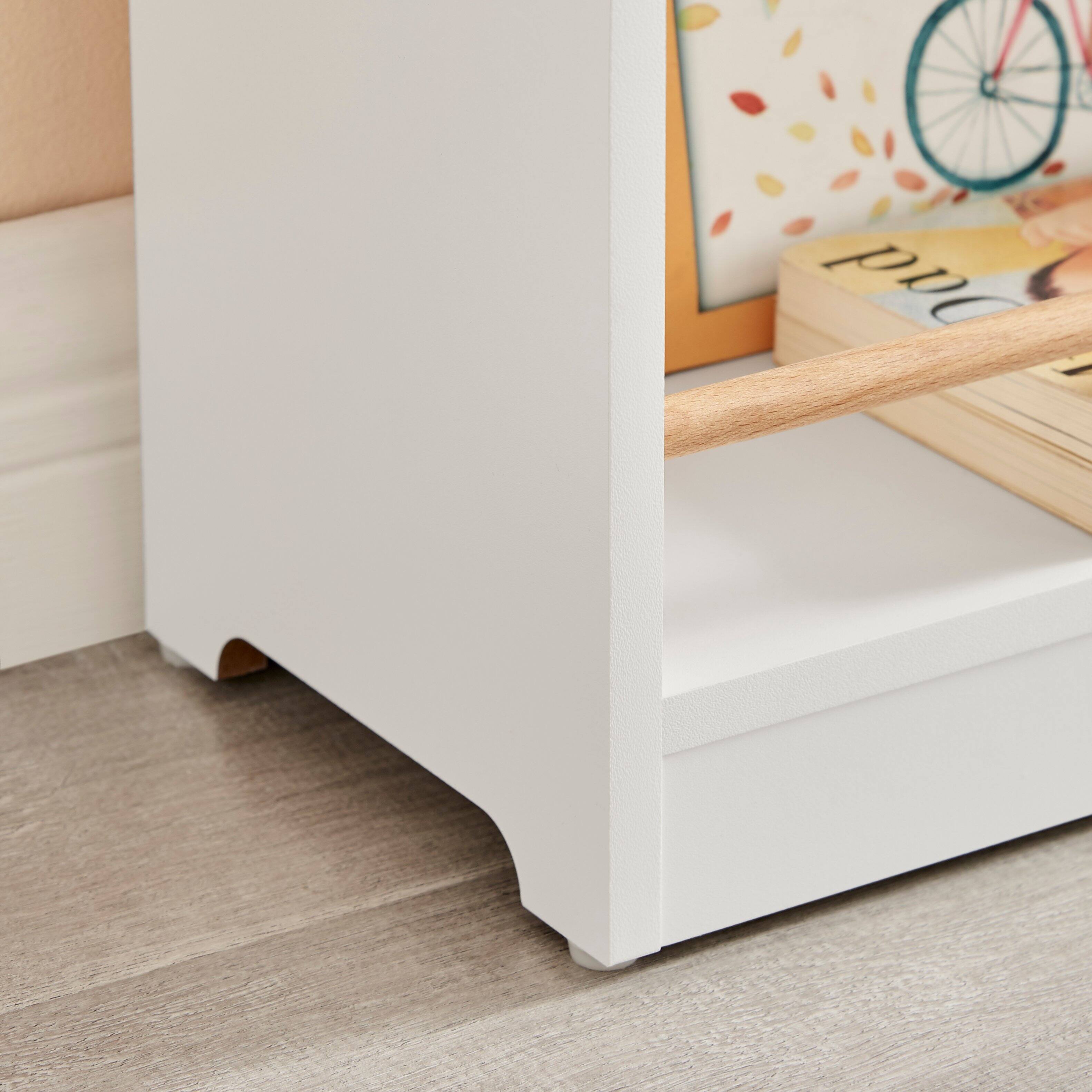Alt View 6. Danya B - Steiner White 3-Tier Kids Freestanding Bookcase with Contrasting Wood-Toned Rods - White.
