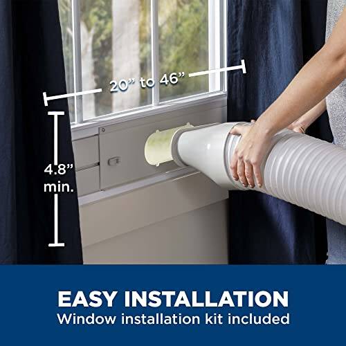 T 4.8" min. I 20" to 46" EASY INSTALLATION Window installation kit included