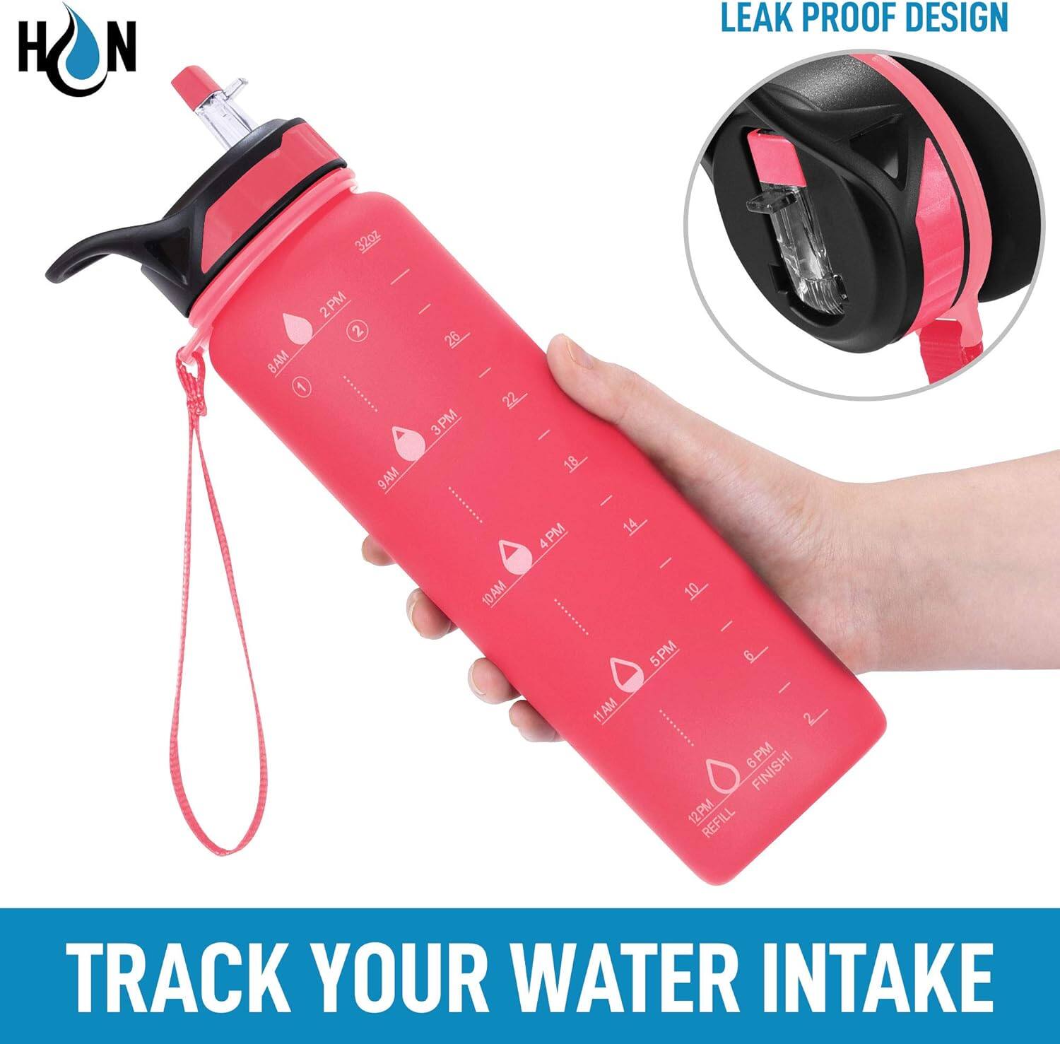 HON  
LEAK PROOF DESIGN  

32oz  

8AM  
9AM  
10AM  
11AM  
12PM REFILL  
1PM  
2PM  
3PM  
4PM  
5PM  
6PM FINISH  

TRACK YOUR WATER INTAKE