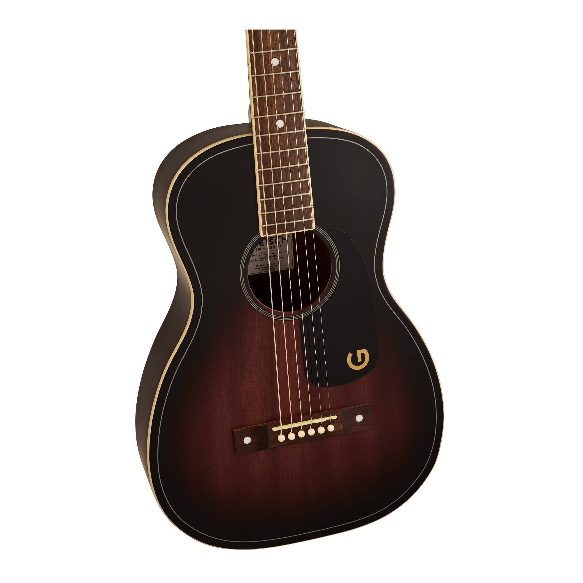 Left. Gretsch - Gretsch Jim Dandy Parlor Acoustic Guitar Walnut Fingerboard (Deep Cherry Burst).