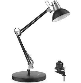FINEAK - Adjustable Metal Desk Lamp with Clamp-Eye-Caring Reading & Office Light - Black