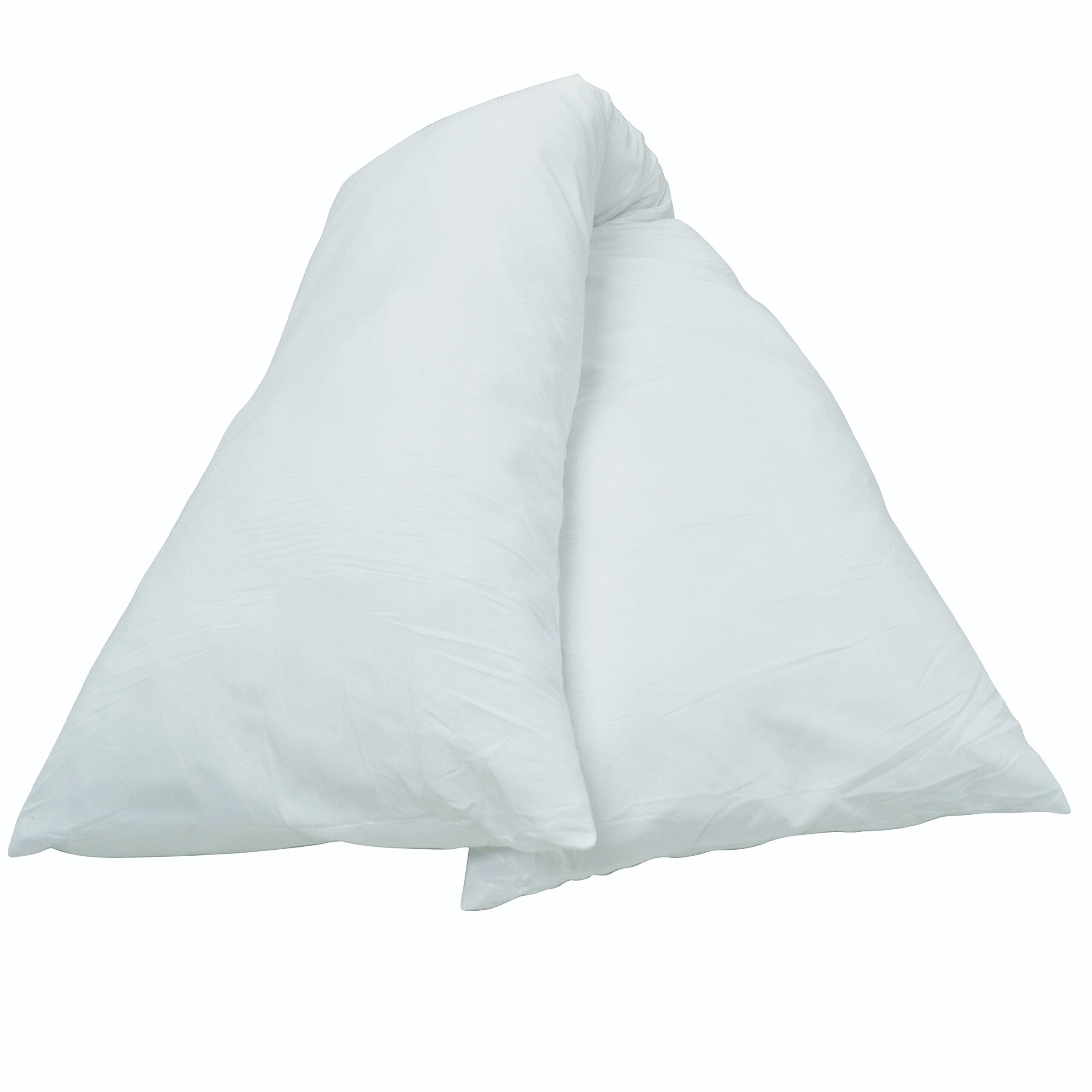 Left. Cheer Collection - White Pillowcase for 19" x 90" Body Pillow - White.