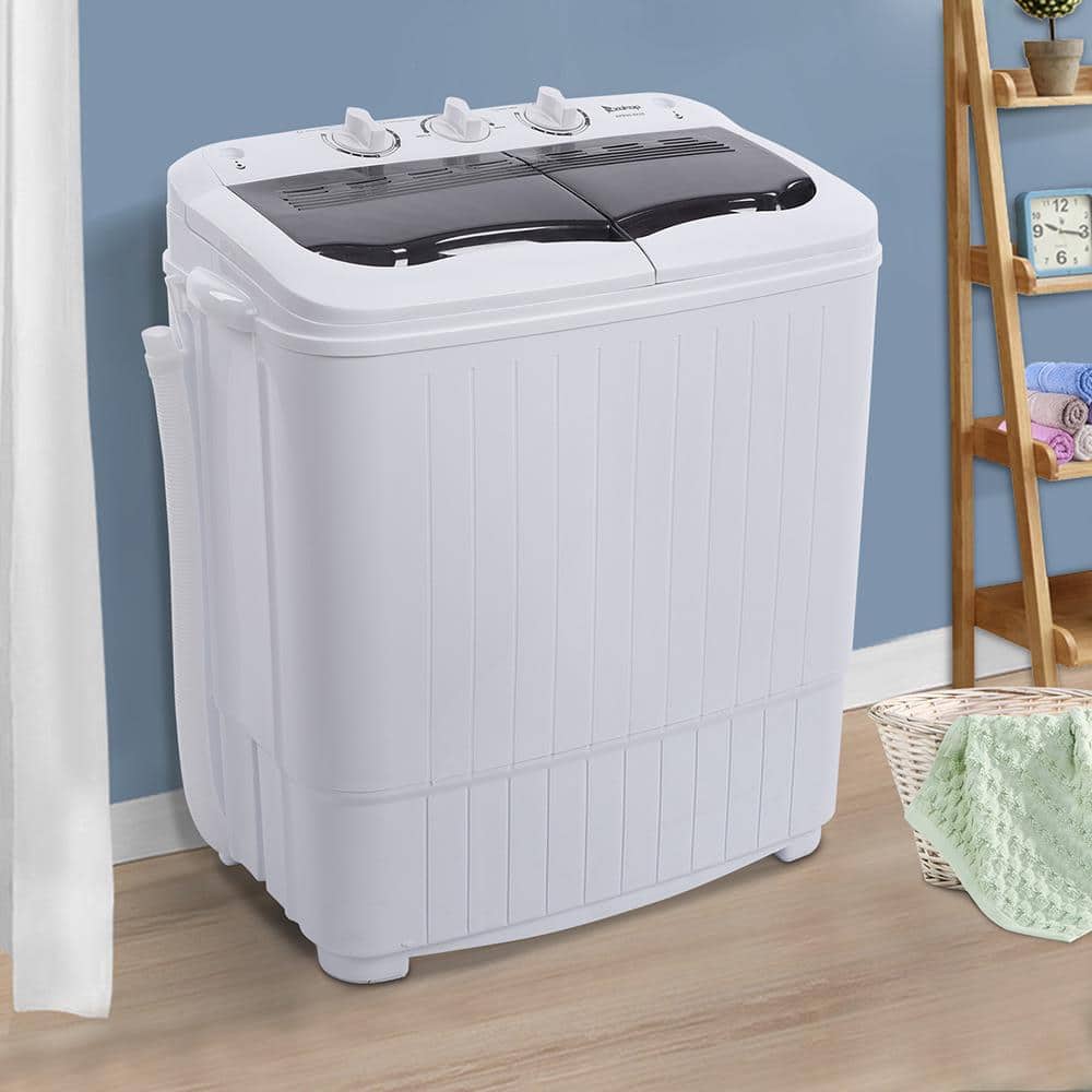 Alt View 8. Winado - Electric 14.3lbs Compact Semi-Automatic Washing Machine Apartment Spin Dry - White&Black.