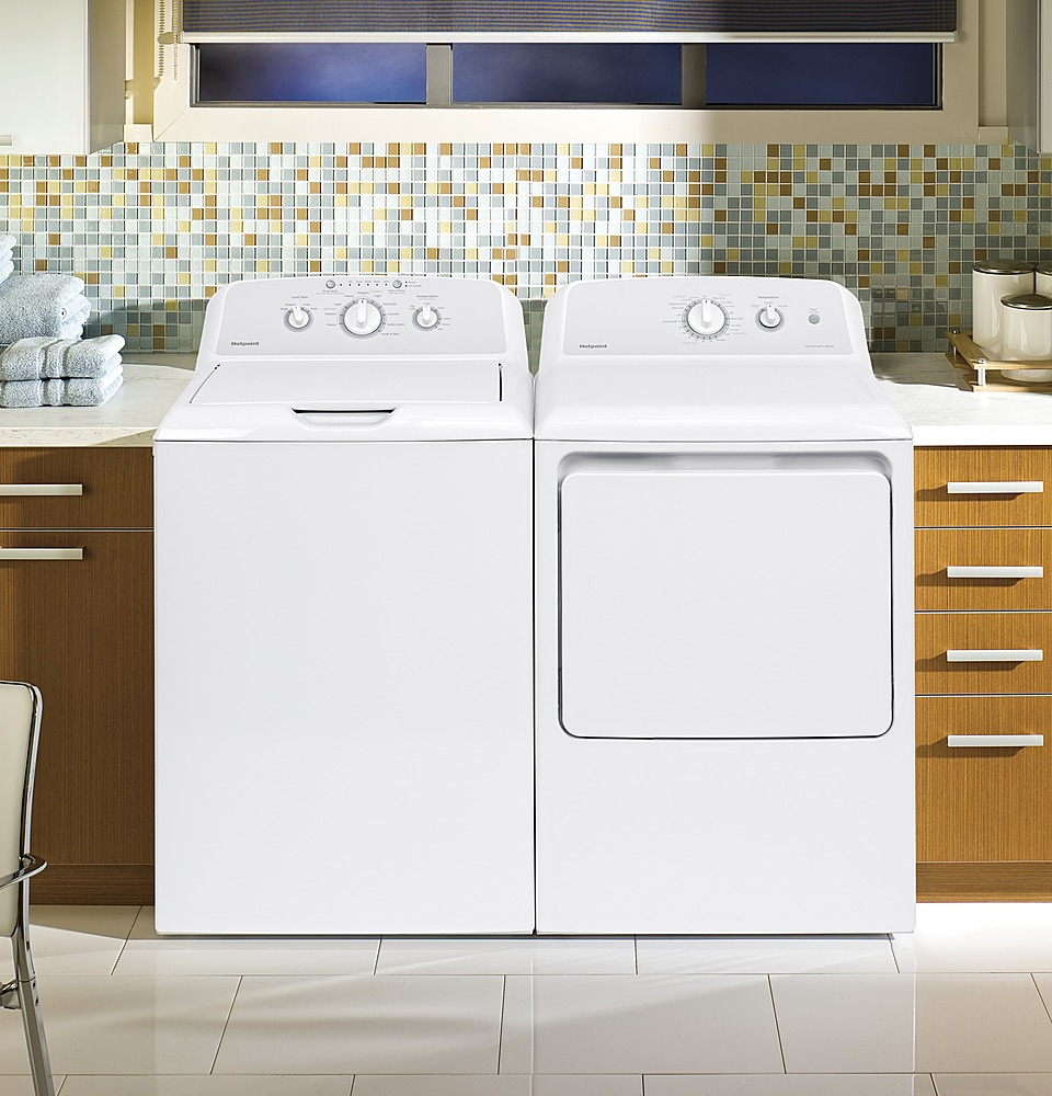 Left View: Hotpoint - 3.8 Cu. Ft. Top Load Washer - White /Gray Backsplash