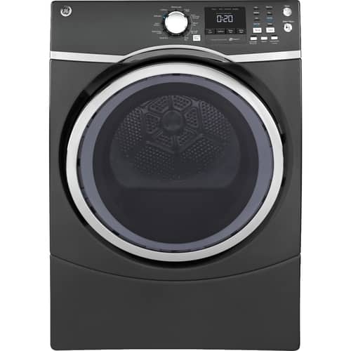 GE - 7.5 Cu. Ft. 13-Cycle Gas Dryer with Steam - Diamond Gray - Larger Front