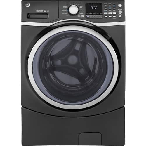 GE - 4.5 Cu. Ft. 10-Cycle Front-Loading Washer with Steam - Diamond Gray - Larger Front
