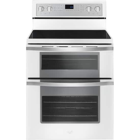 White freestanding double online oven