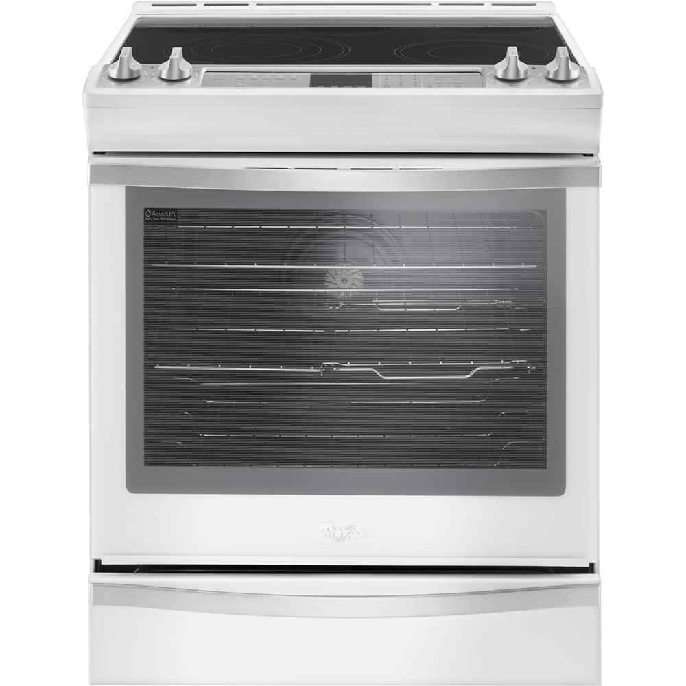 Front. Whirlpool - 6.4 Cu. Ft. Self-Cleaning Slide-In Electric Convection Range - Ice white.