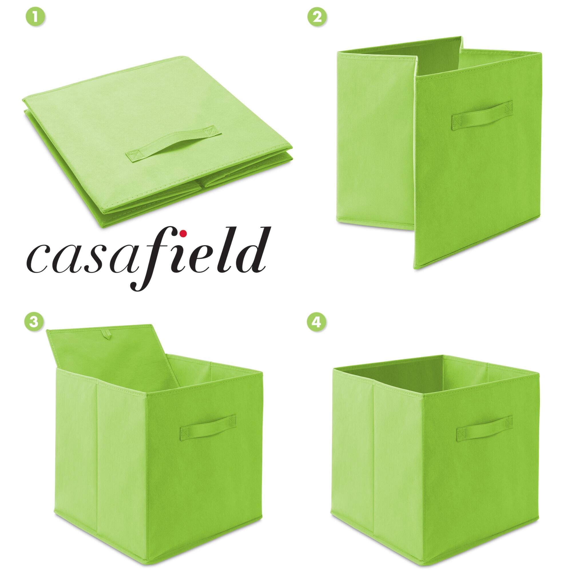 Alt View 5. Casafield - (Set of 12) Collapsible Fabric Cubes - Storage Bins - Lime Green.