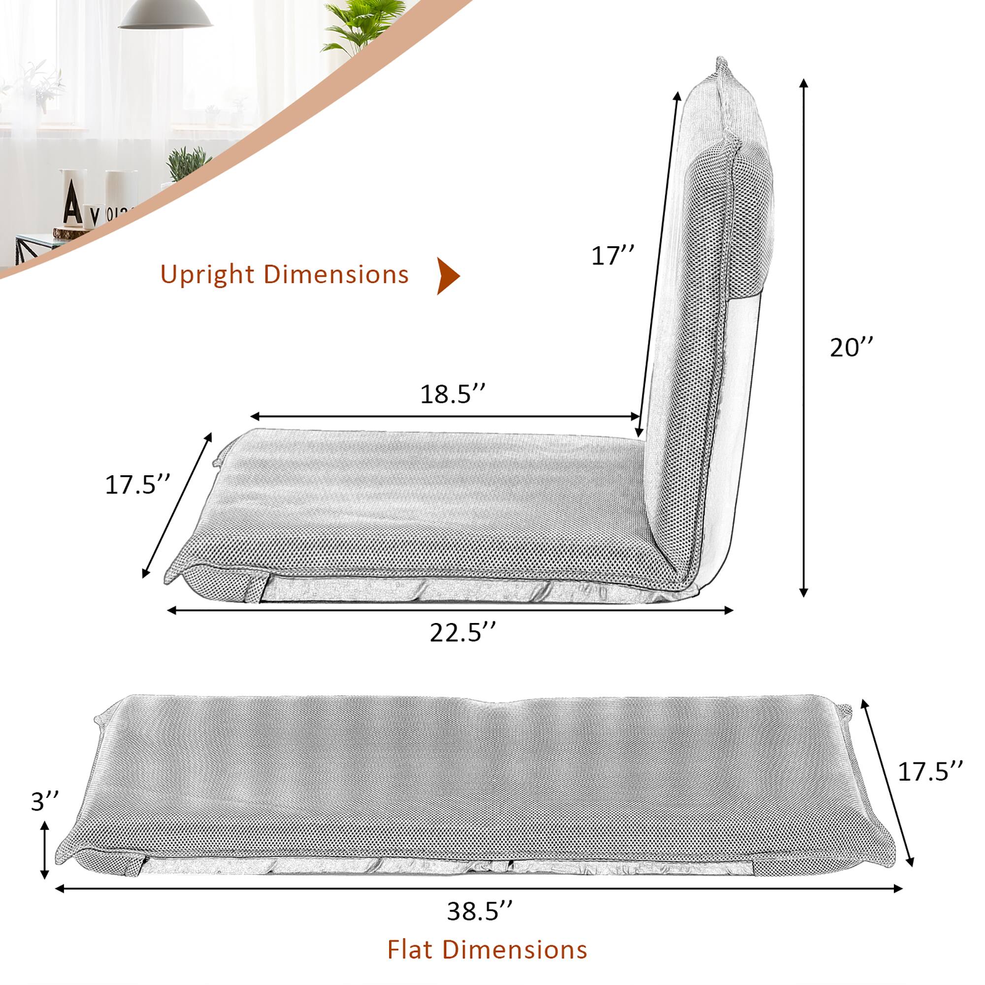 A V 01 Upright Dimensions 17" 20" 18.5" 17.5" 22.5" 3" 17.5" 38.5" Flat Dimensions