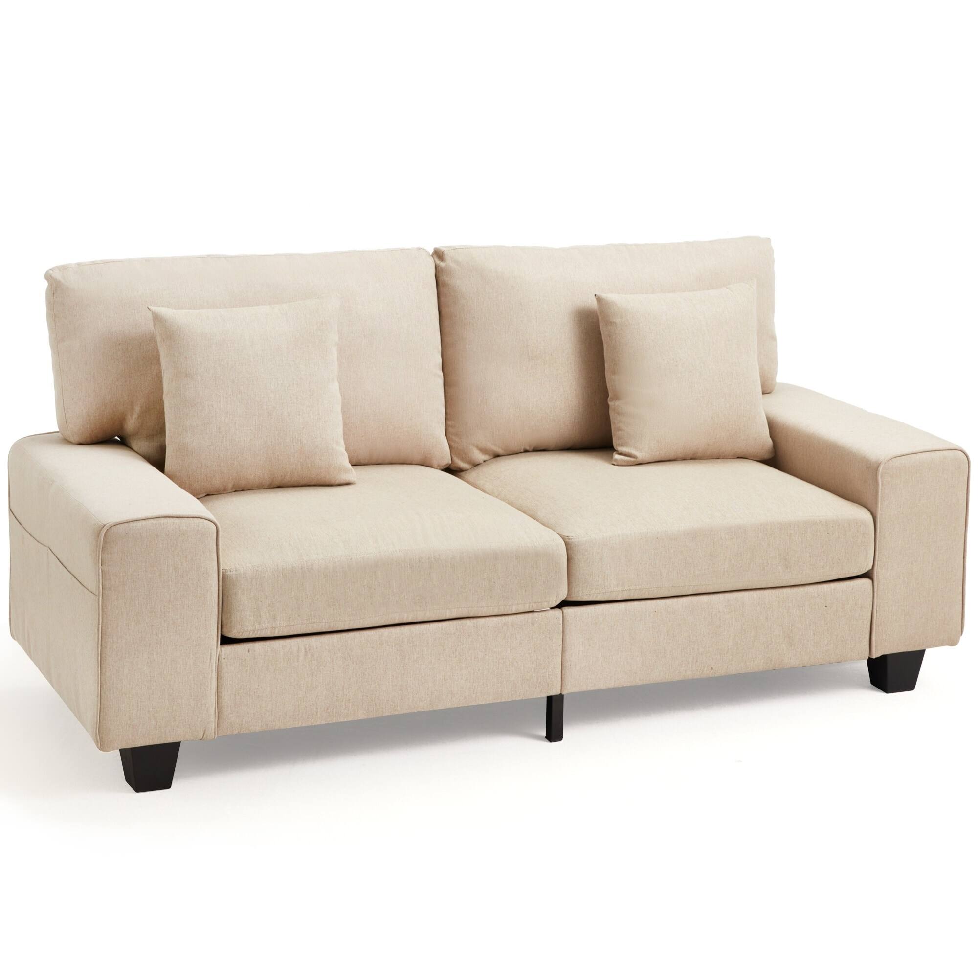 Alt View 5. U-HOMY - Fabric Loveseat Sofa with Storage and Cushions – Small 2-Seater Couch for Living Room & Apartment - Grey.