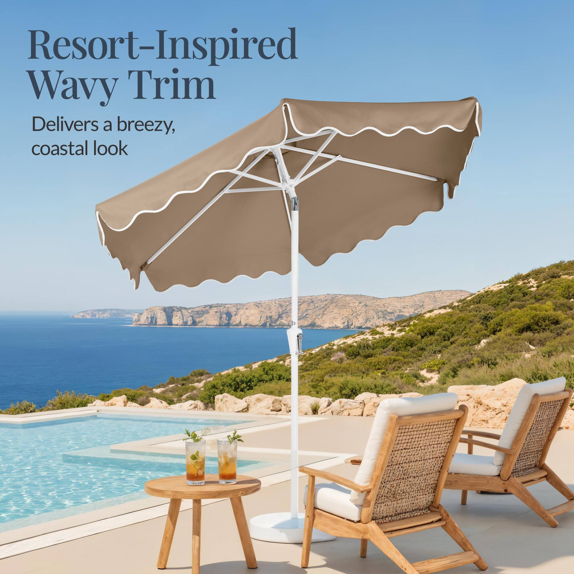 Resort-Inspired Wavy Trim  
Delivers a breezy, coastal look