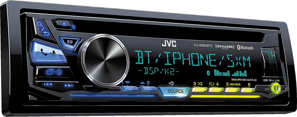 Angle. JVC - In-Dash CD/DM Receiver - Built-in Bluetooth - Satellite Radio-ready with Detachable Faceplate - Black.
