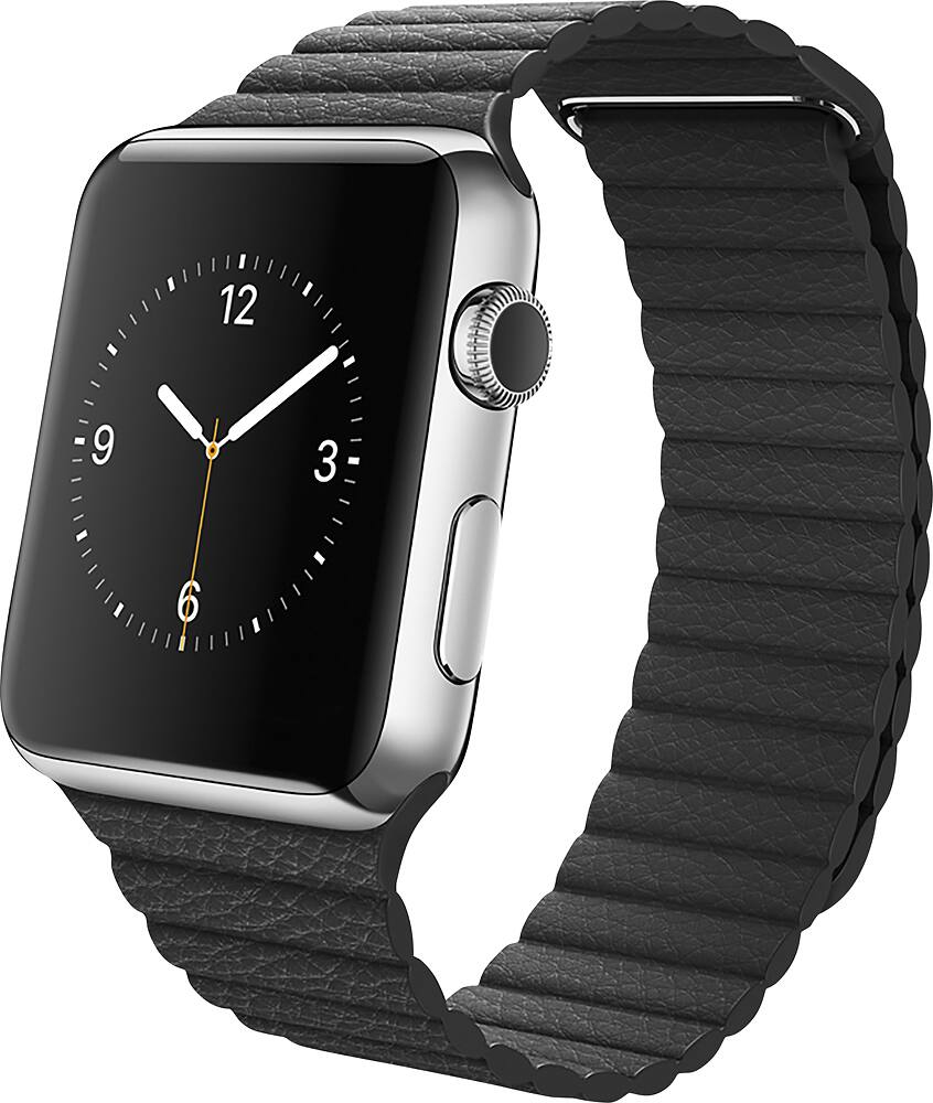 Black leather loop apple watch online band