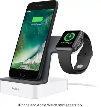 Front. Belkin - PowerHouse™ Charging Dock for iPhone and Apple Watch - White.