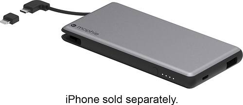 mophie - Powerstation Plus 6,000 mAh Portable Charger for Most USB-Enabled Devices - Space gray - Angle