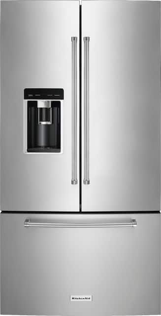 Kitchenaid 23 8 Cu Ft French Door Counter Depth Refrigerator Stainless Steel Krfc704fss Best Buy