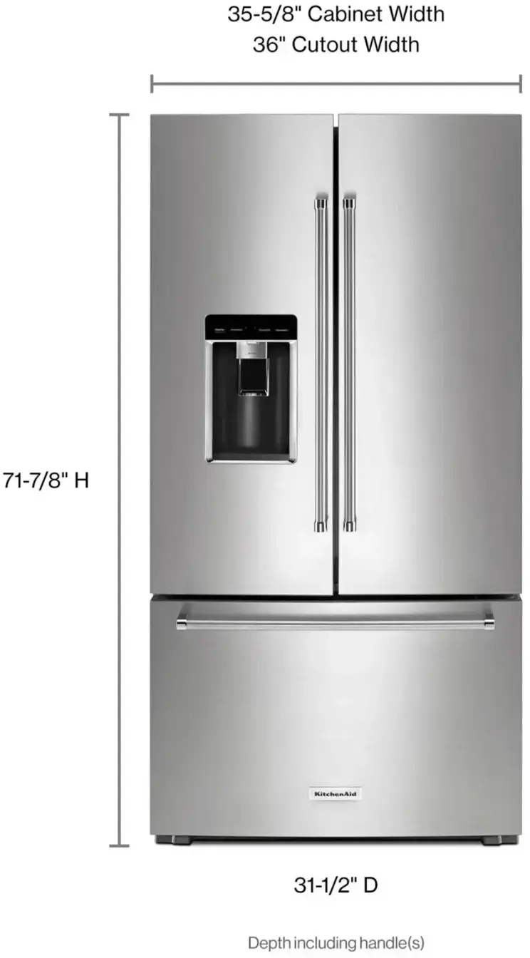 Alt View 3. KitchenAid - 23.8 Cu. Ft. French Door Counter-Depth Refrigerator - PrintShield stainless.