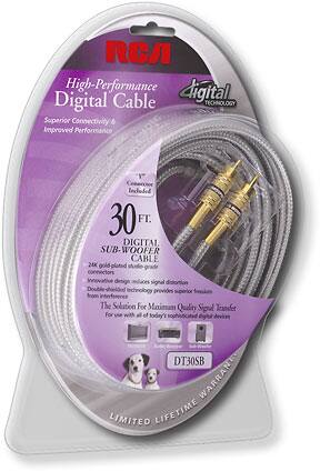 Angle Standard. RCA - 30' Subwoofer Cable.