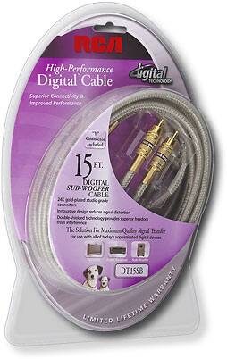 Angle Standard. RCA - 15' Subwoofer Cable.