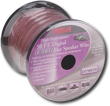 Front Standard. RCA - 50' 16-Gauge Digital Flat Speaker Wire.