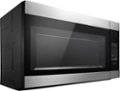 Angle Zoom. Amana - 1.6 Cu. Ft. Over-the-Range Microwave - Black on stainless steel.