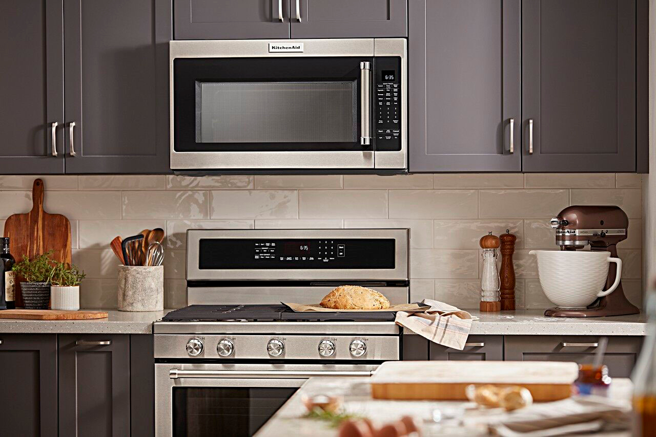 Amana 1.6 Cu. Ft. Over-the-Range Microwave Black on stainless