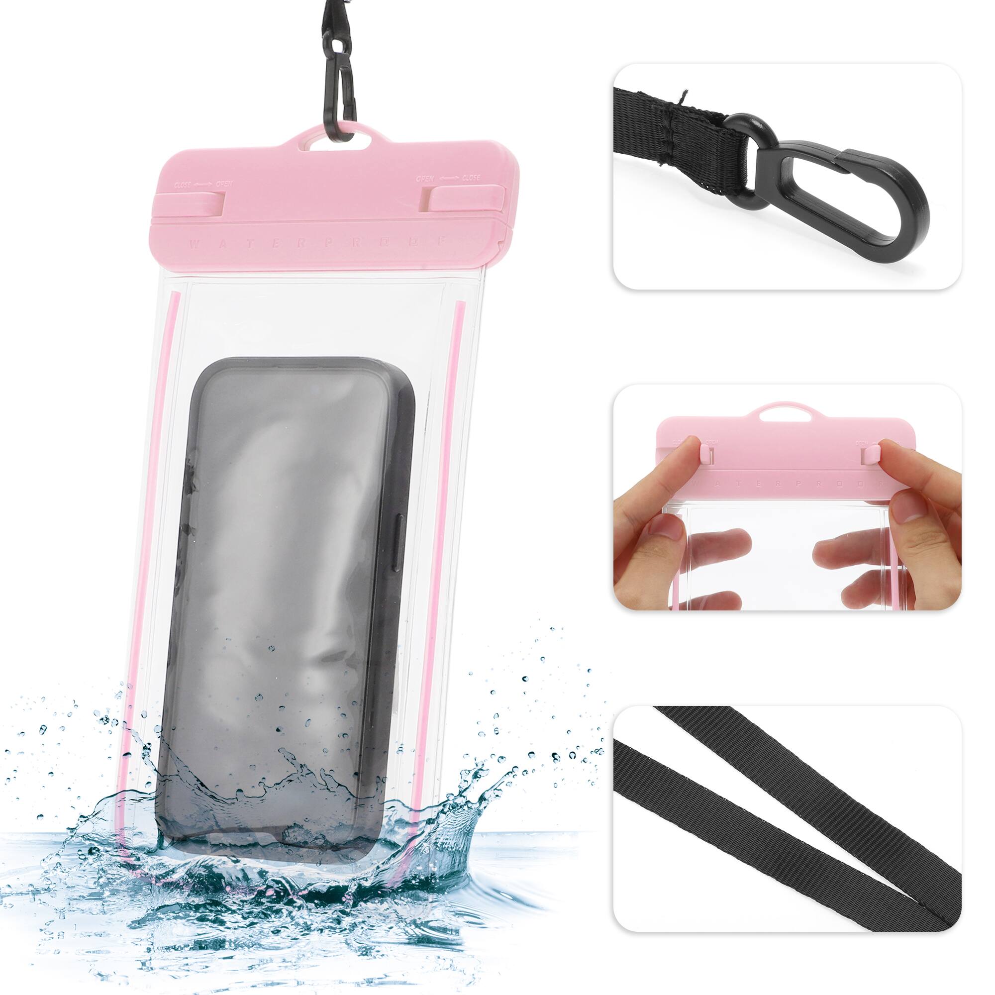 Alt View 2. Unique Bargains - 2pcs Luminous Mobile Waterproof Bag Universal Waterproof Case Compatible for Phone 4.92"x9.65" - Pink.