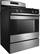 Angle. Amana - 5.0 Cu. Ft. Freestanding Gas Range - Black on stainless steel.