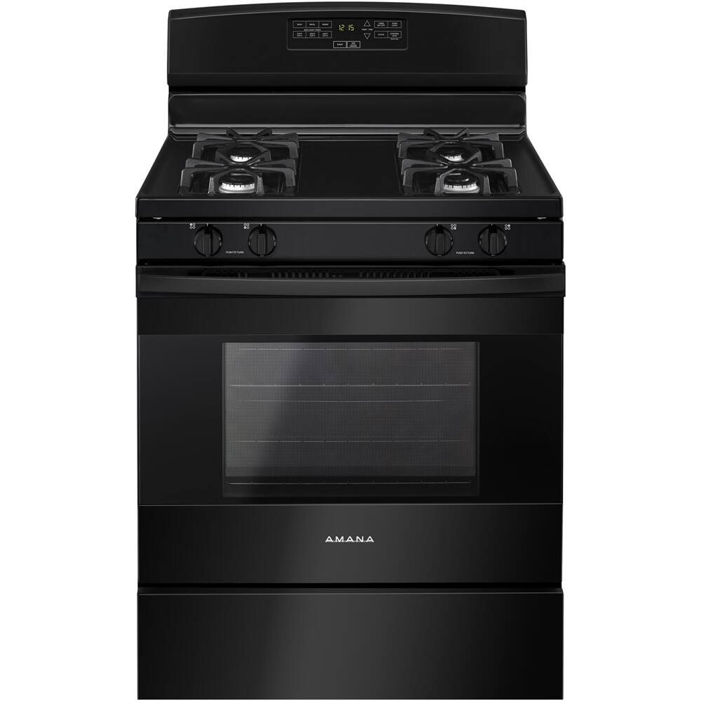 Front. Amana - 5.0 Cu. Ft. Freestanding Gas Range - Black.