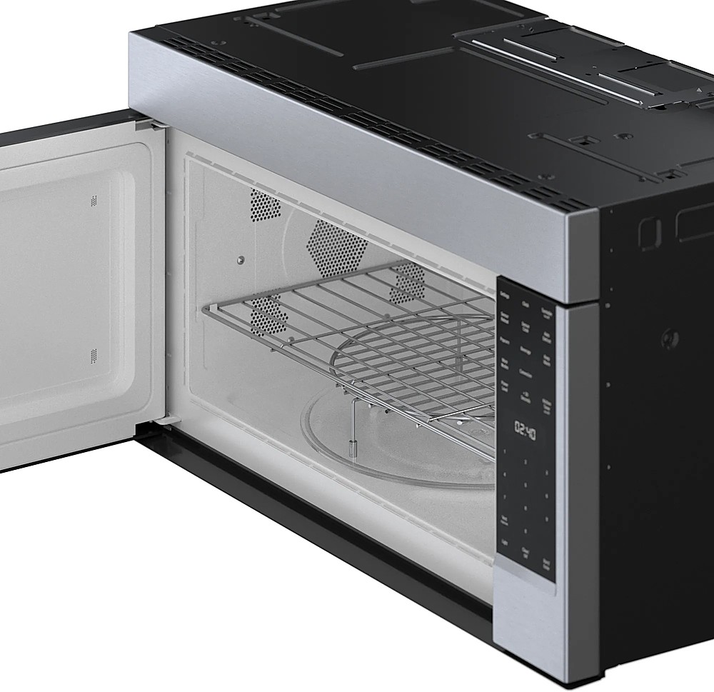 Left View: Bosch - 800 Series 1.8 Cu. Ft. Convection Over-the-Range Microwave with Sensor Cooking - Stainless Steel