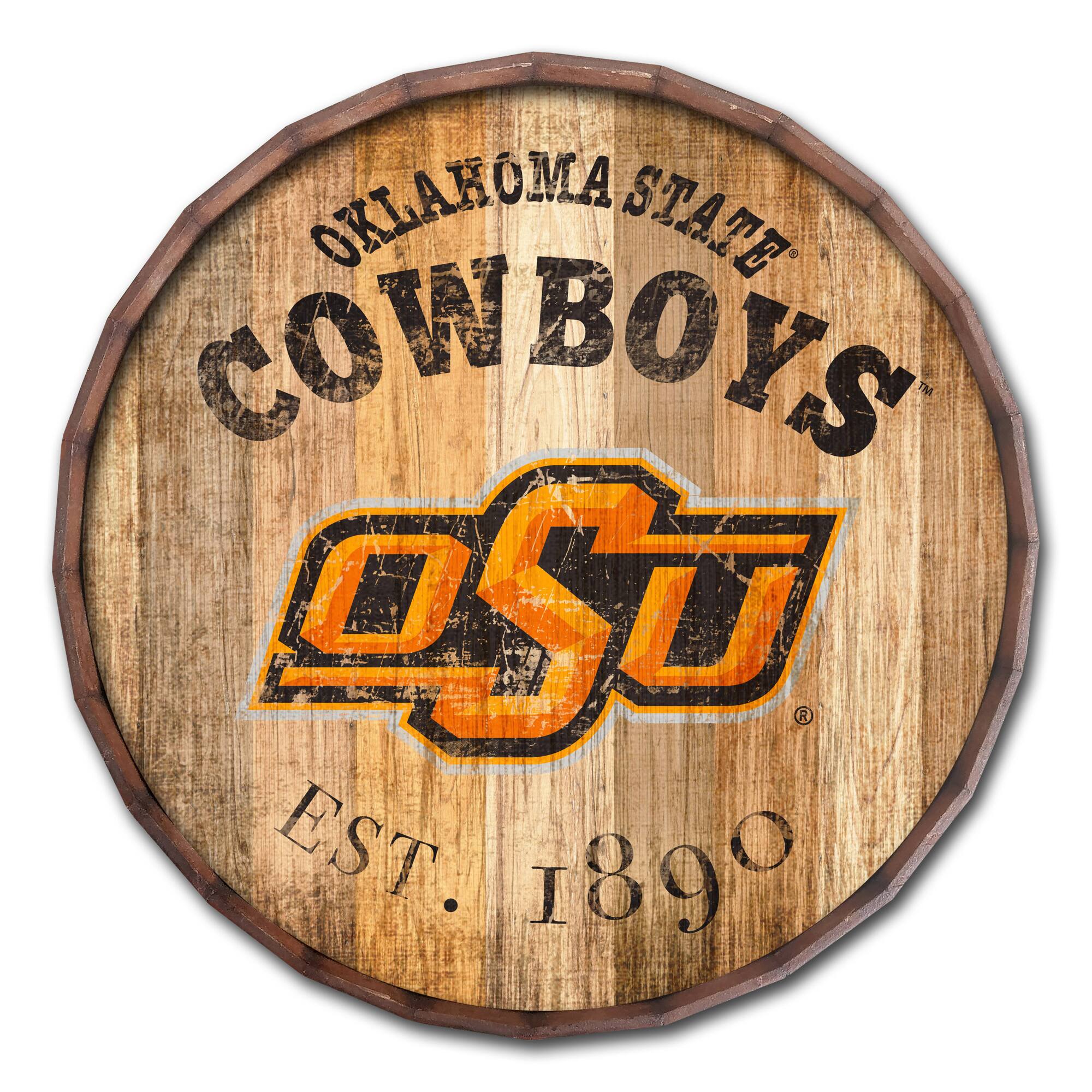 Oklahoma State Cowboys 24'' Established Date Barrel Top