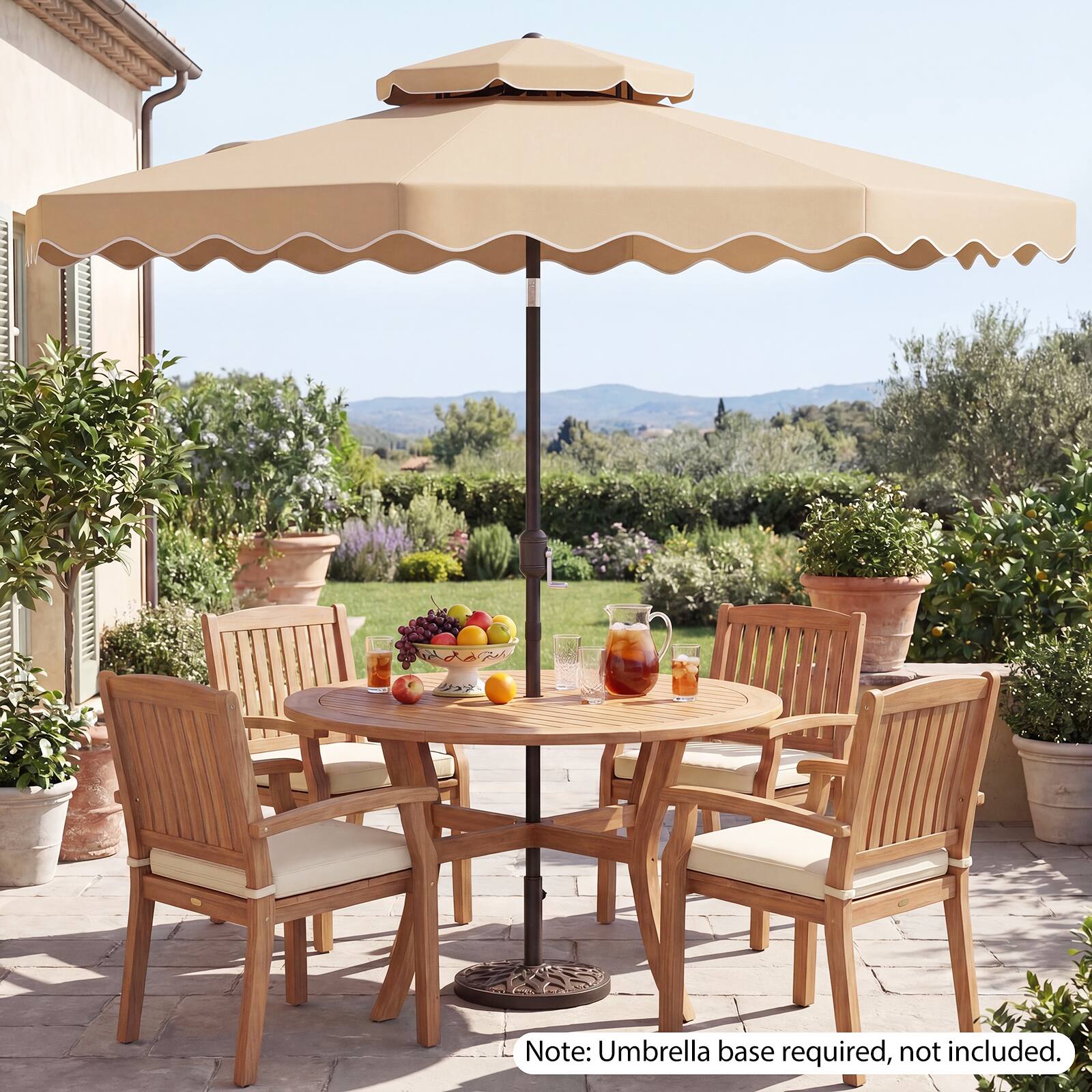 Note: Umbrella base required, not included.