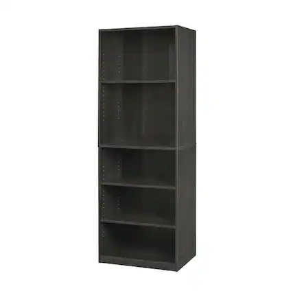 Front. FurniFact - Espresso 5-Shelf Bookcase with Spacious Storage and Modern Design - Espresso.