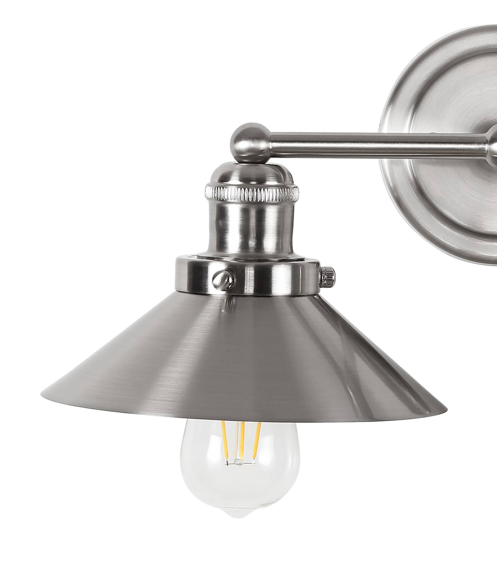 Alt View 4. Jonathan Y - July 17.5" 2-Light Industrial Farmhouse Metal Vanity Light, Nickel - Nickel.