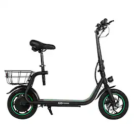 GoPowerBike - GoFlow Electric Scooter with Seat | UL2272 Certified - Black