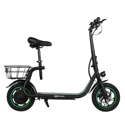 Front. GoPowerBike - GoPowerBike GoFlow Electric Scooter with Seat | UL2272 Certified - Black.