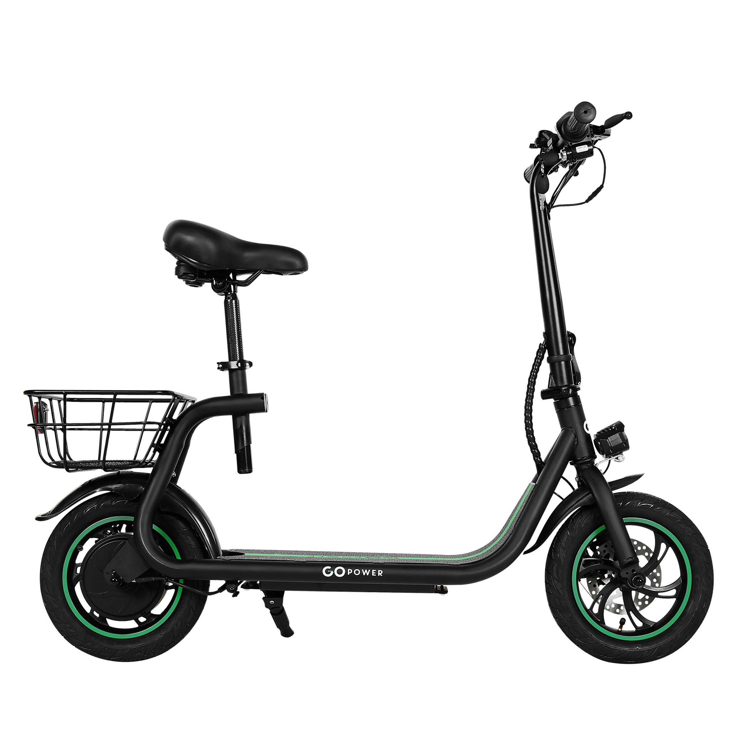 Front. GoPowerBike - GoPowerBike GoFlow Electric Scooter with Seat | UL2272 Certified - Black.
