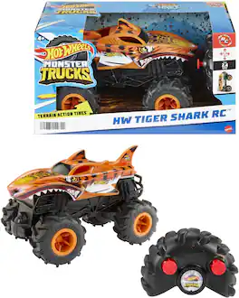 Mattel - Hot Wheels Monster Trucks 1:24 Scale HW Tiger Shark RC Vehicle - COLLECTIBLES - Multicolor
