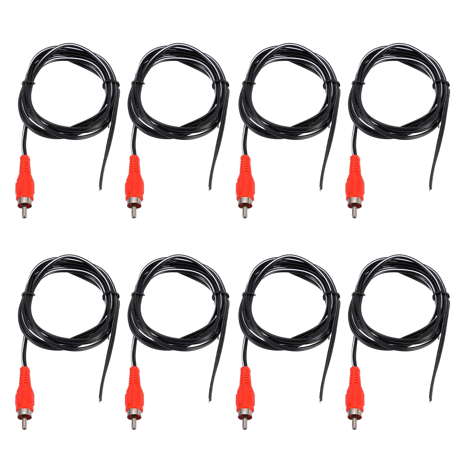 Unique Bargains - 8pcs 5ft RCA Audio Subwoofer Cable, 1 RCA Male Plug to Bare Wire Open End Audio Video Speaker for Amplifier Home Theater - Red
