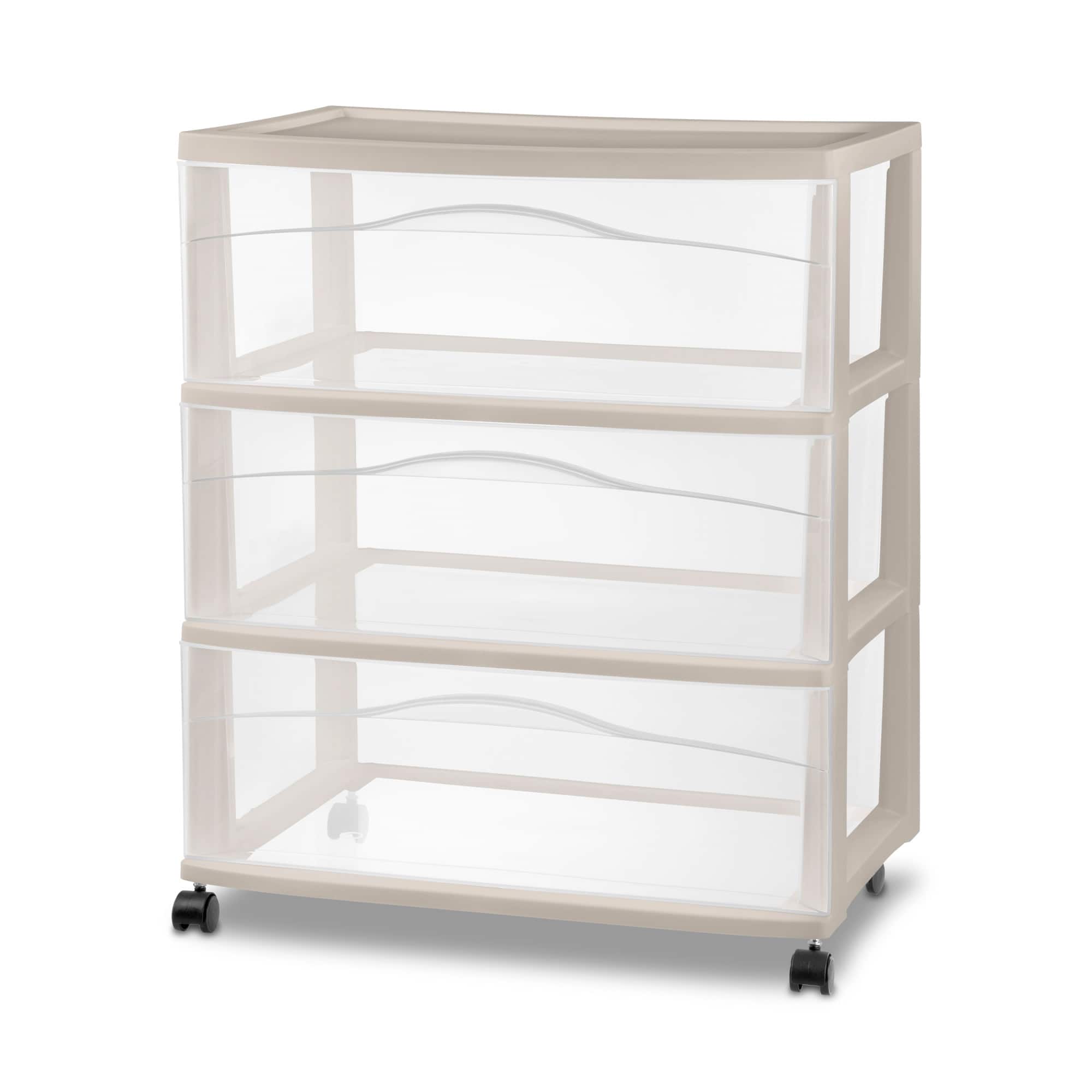 Sterilite - Wide 3 Drawer Storage Cart, Plastic Rolling Organization Cart, Grey - Grey Pumice price history on PriceWatchPro
