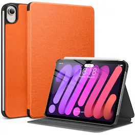 DTTO - Protective Case for iPad mini 7 (A17 Pro) / iPad mini 6, Premium Fabric Texture Hard Cover, Auto Wake/Sleep - Orange