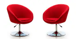Manhattan Comfort - Hopper Modern Upholstered Swivel Lounge Chair - Set of 2 - Red