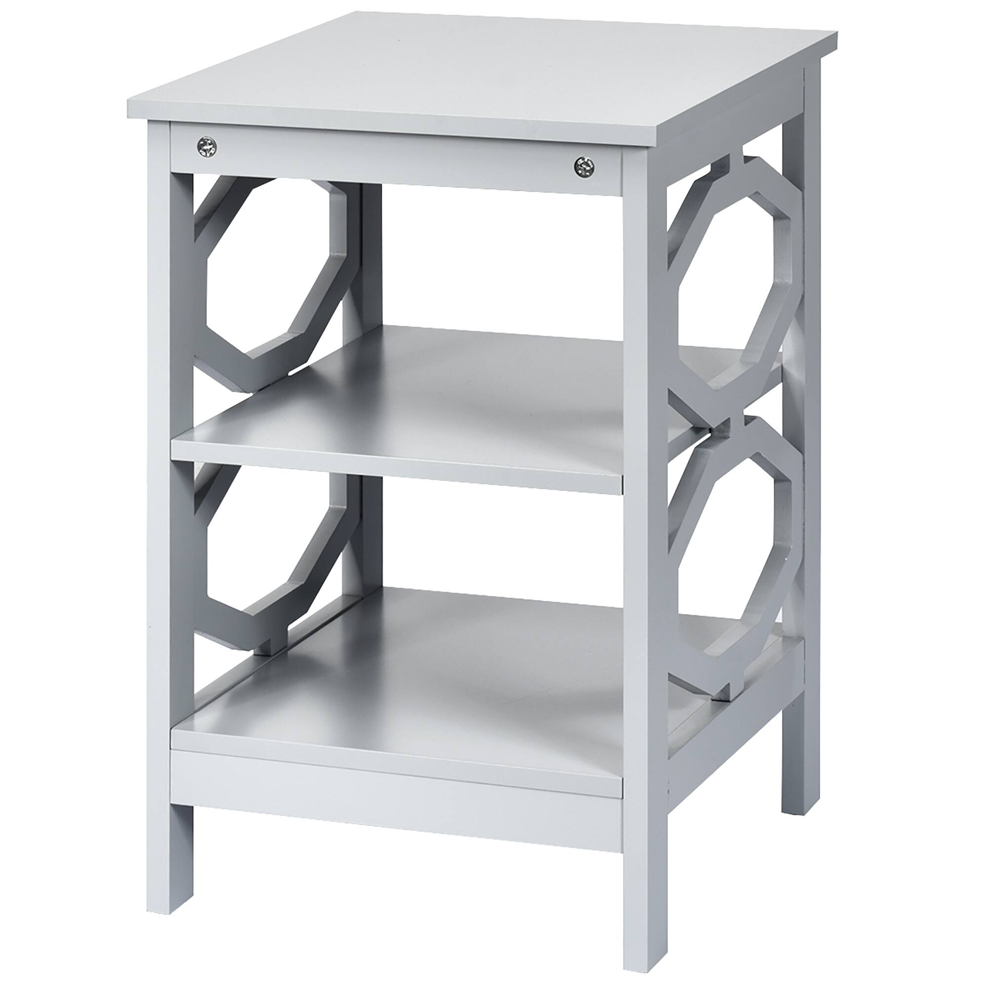 Alt View 17. Costway - 3-tier Nightstand Sofa Side End Accent Table Storage Display Shelf Grey - Gray.
