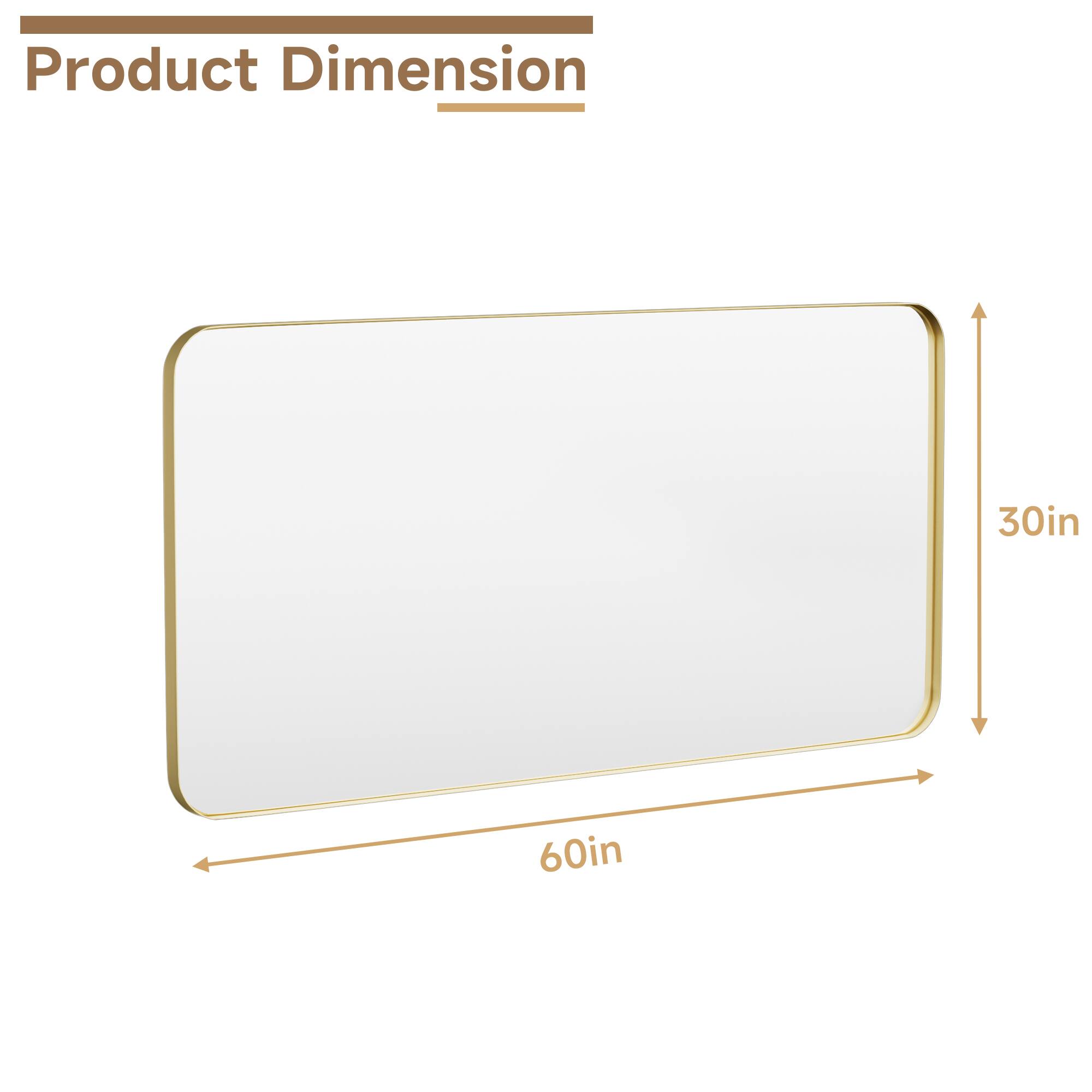 LOVMOR Tempered Glass Rounded Rectangle Framed Wall Mounted Bathroom ...