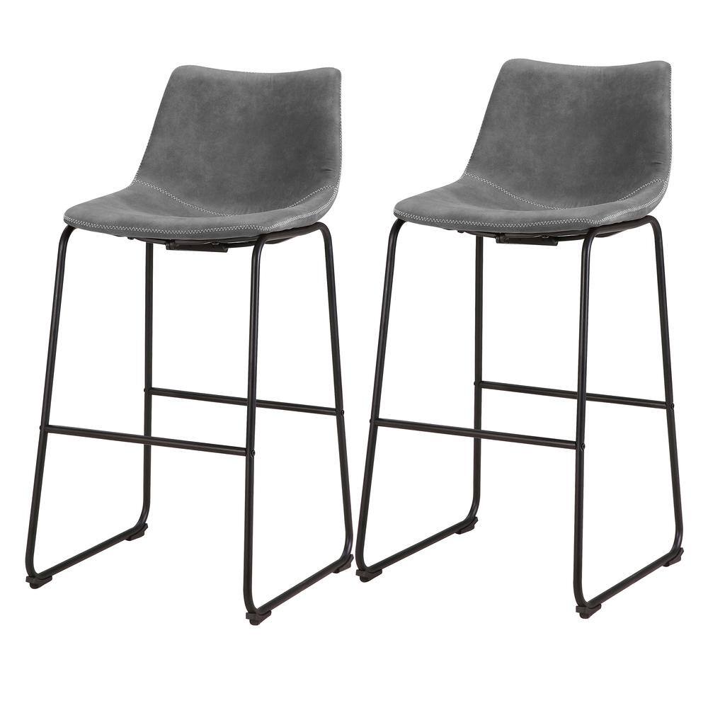 Angle. AmeriHome - Classic Faux Leather 30 Inch Pub Height Chair Set - 2 Piece - Gray.