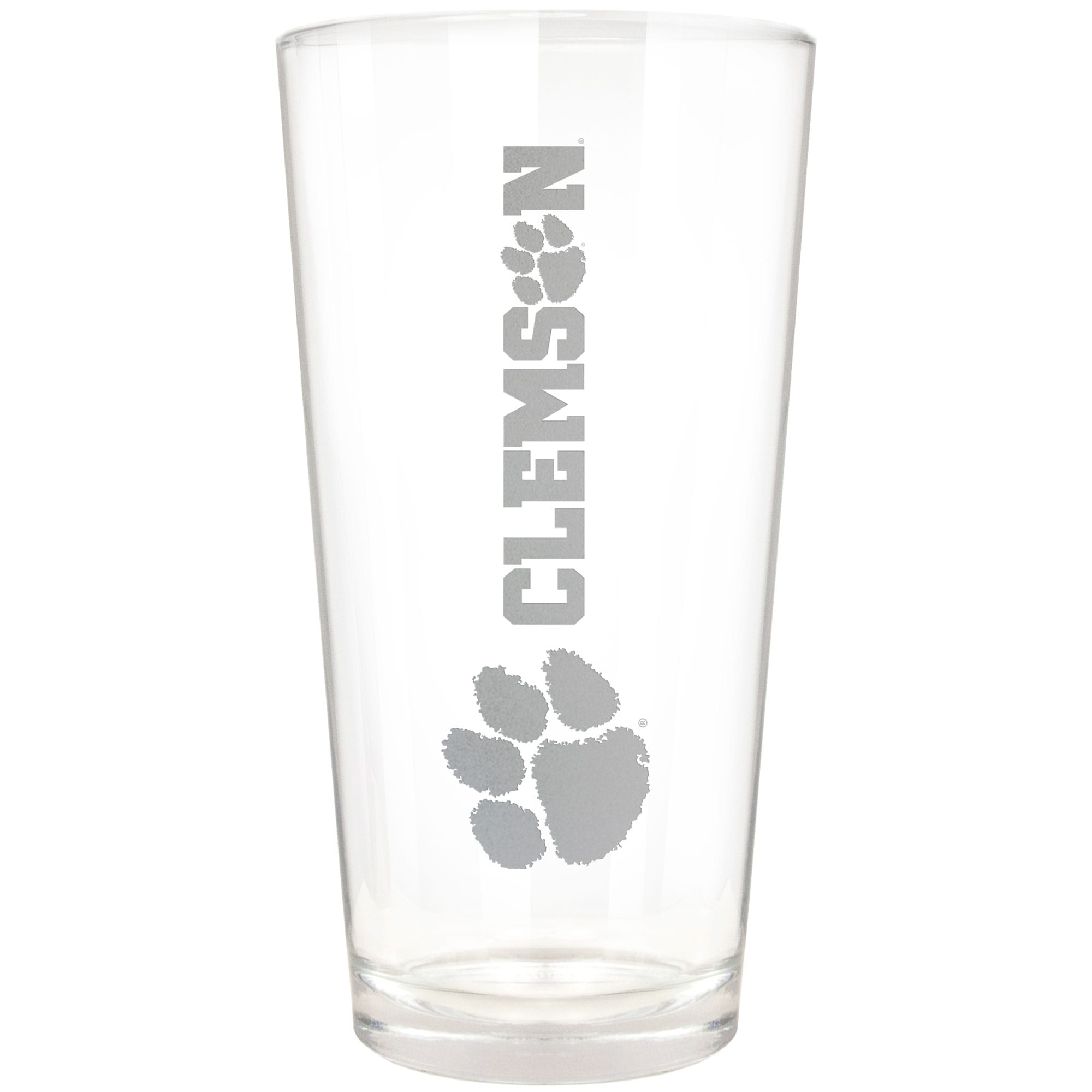 Front. Great American Products - Clemson Tigers Etched 16oz. Vertical Rally Cry Pint Glass - Multicolor.